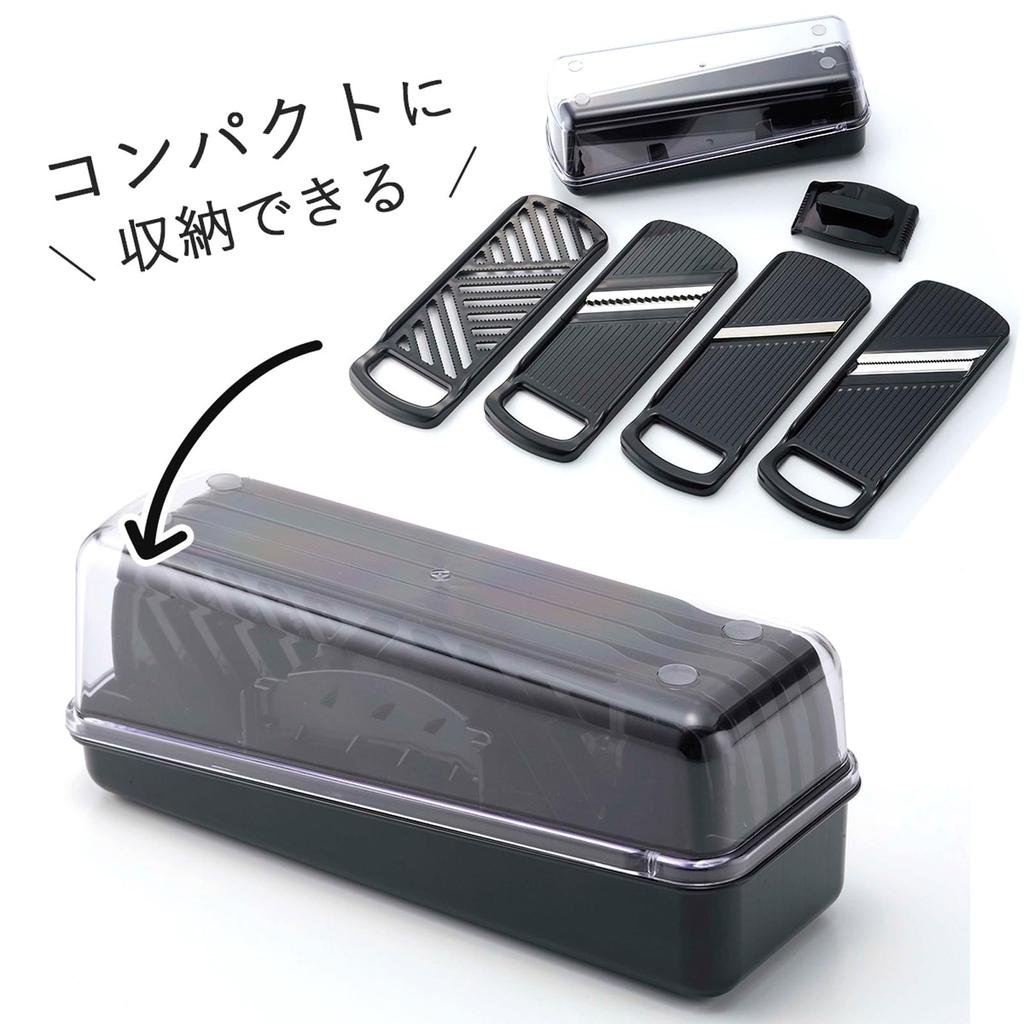 Shimomura Kihan Slicer set for 4 types of food preparation in cooking Compact storage Safety holder included Special case Vegetable cooking device