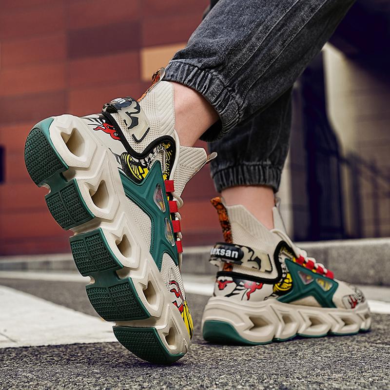 Running Shoes Men Thick-soled Lightweight Mesh Wear-resistant Casual Shoes Men Outdoor Comfortable Soft Lace-up Sports Shoes Men