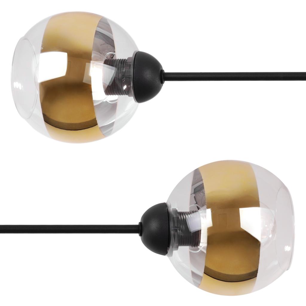 Asturia Black Ceiling Lamp 2-Flat Golden Lamp E27