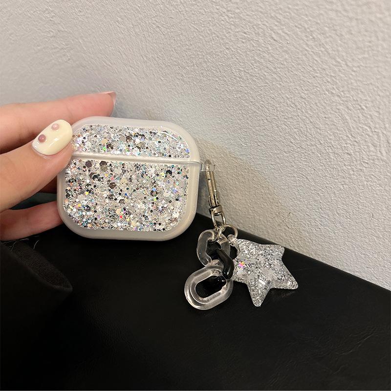 Glitter Earphone Case Airpodspro 2Nd Generation Protective Case Apple Airpods3/4 Star Pendant Women'S Model