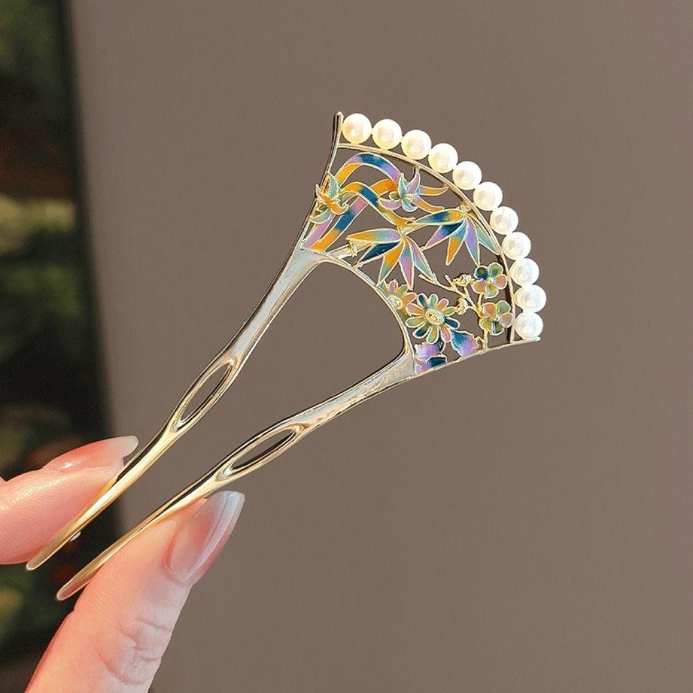 Hollow Fan Hair Stick U-shaped Hanfu U Shape Hairpin Cute Cheongsam Accessories
