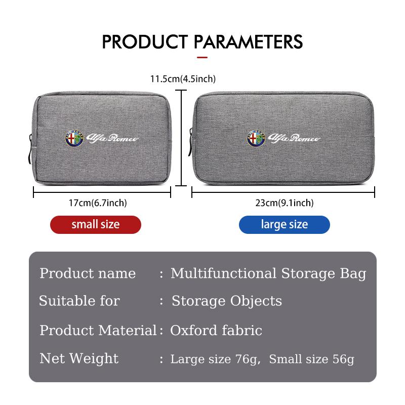 Car Organizer Portable Mult-Pocket Cable Digital Storage Bag For Alfa Romeo 159 Giulietta 156 147 Giulia Mito GT Stelvio Spider