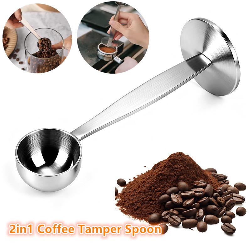 2-in-1 Stainless Steel Coffee Scoop 15/20/30ml Tamping Dual-Purpose Coffee Spoon Powder Hammer Tamper Measuring And Tamping