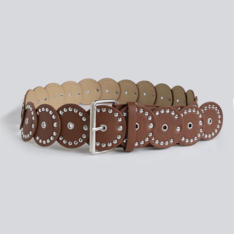 Retro Artful Faux Leather Belt With Irregular Pattern And Pin Closure For Ladies