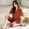 Premium Pajamas Women's Summer Thin Ice Silk Short-sleeved Cropped Pants Silk Mother Lapel Loungewear Set