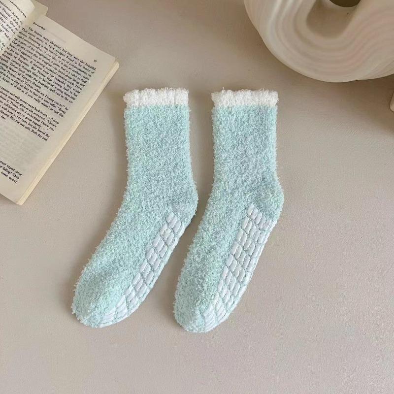 Women Winter Warm Fuzzy Socks Thick Thermal Solid Soft Fluffy Socks Cute Fashion Slipper Home Floor Sleeping Socks