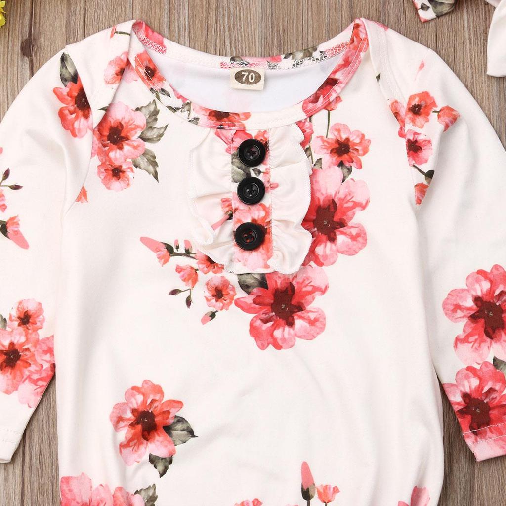 Flower Baby Girl Swaddle Wrap Blanket Sleeping Bag+Headband Set 0-12M