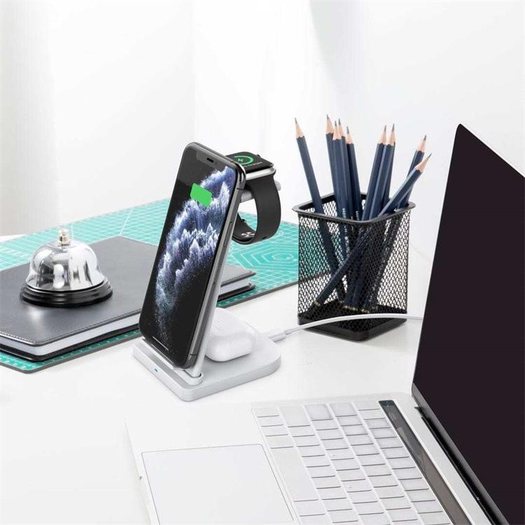 10W Wireless Charger Stand For IPhone 14 13 12 11 XR 8 Apple Watch 3 In 1 Qi Fast Charging Dock Station for Airpods Pro IWatch 7