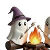 Ghost Campfire Gathering Halloween Decor Cute 2 Ghost And Bonfire Figurine Resin Ghost Night Light for Home Mantel Shelf Desk Decor