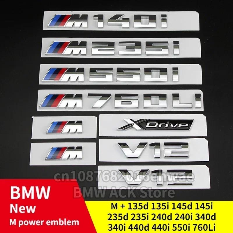For BMW M Power New Emblems Badge Logo M135d M145d M145i M240d M240i M340d M340i M440d 4M40i M550i M760Li ABS Rear Logo