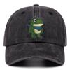 cartoon cute frog retro washed embroidered baseball cap women men outdoor fashion versatile casual hat