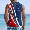 Men's Sleeveless V Neck Tank Top with Abstract Star and Stripe Print Casual Loose Fit Lightweight Shirt for Summer