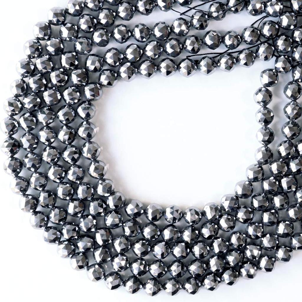 [GOLD STONE] Terahertz Ore 100-Facet Cut Beads, 40cm Long, Star Cut, Triangle Cut, Handmade Accessories, Sold In Strands, 10mm