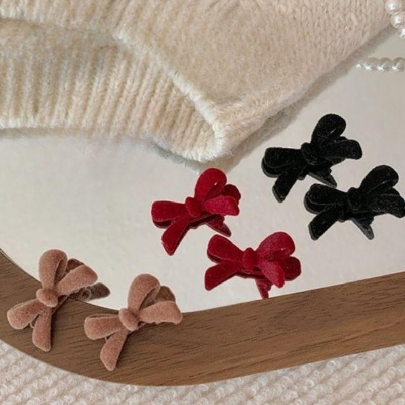 Mini Red Velvet Bow Hair Clips for Girls Sweet Candy Color Velvet Small Bow Knot Hairpins Hairgrips Barrette Hair Accessories