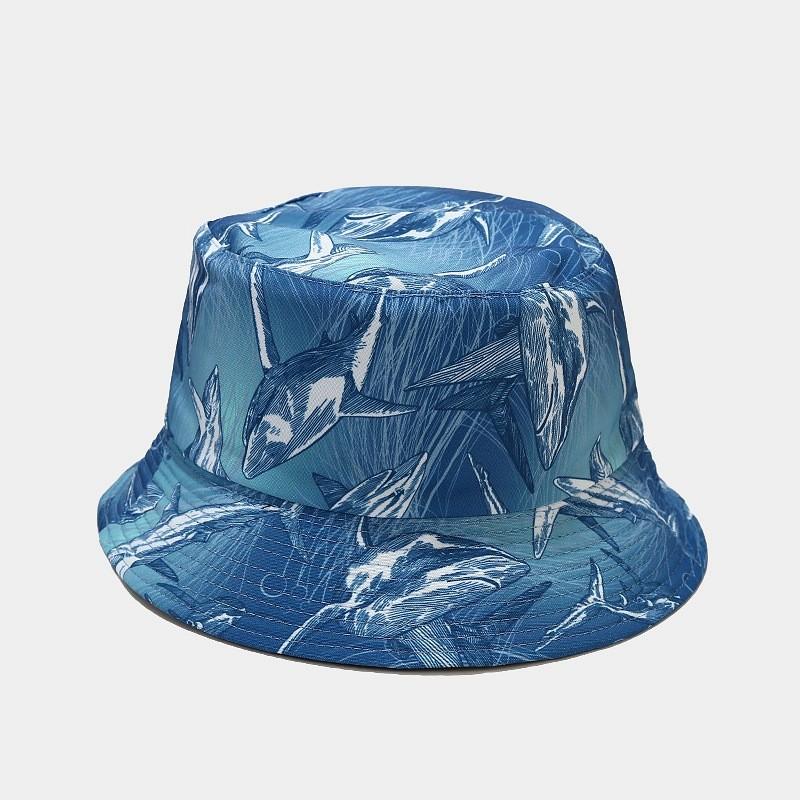 Marine Creature Print Wide Brim Fisherman Cap With Breathable Polyester Summer Accessory Style A
