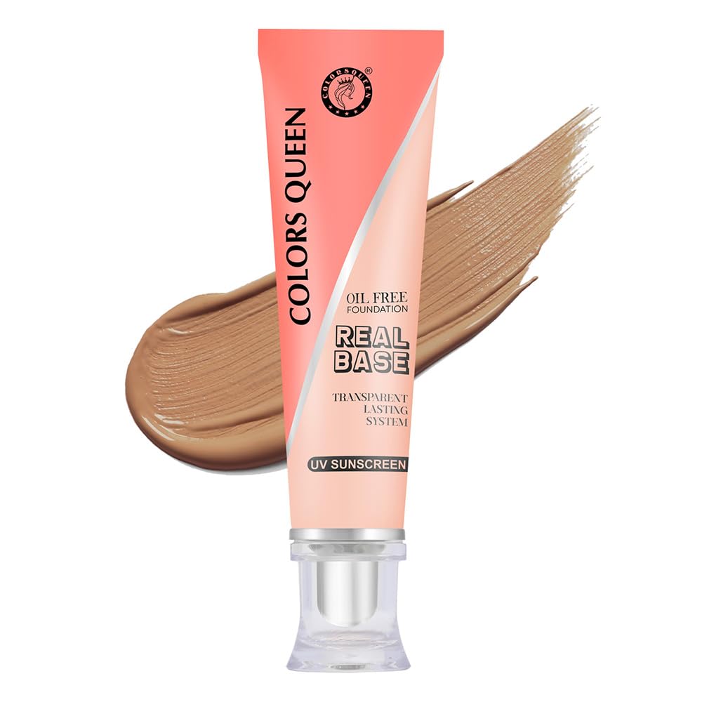 Colors Queen Real Base Oil Free Foundation | Matte Finish, Long Lasting & Lightweight Formula | Easy To Blend, Buildable Coverage | Waterproof Found