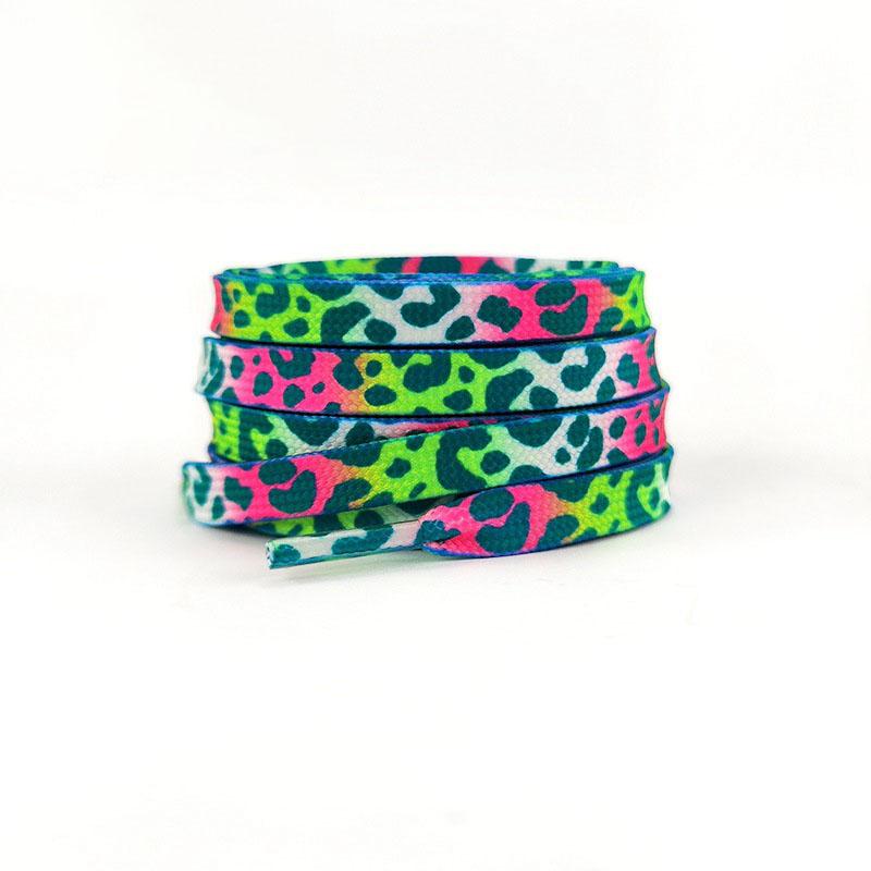 Fashion Flat Shoelaces for Sneakers Color Leopard Print Tie-dye Gradient Shoelace Rope Men Women for AF1 AJ1 Canvas Shoe Laces
