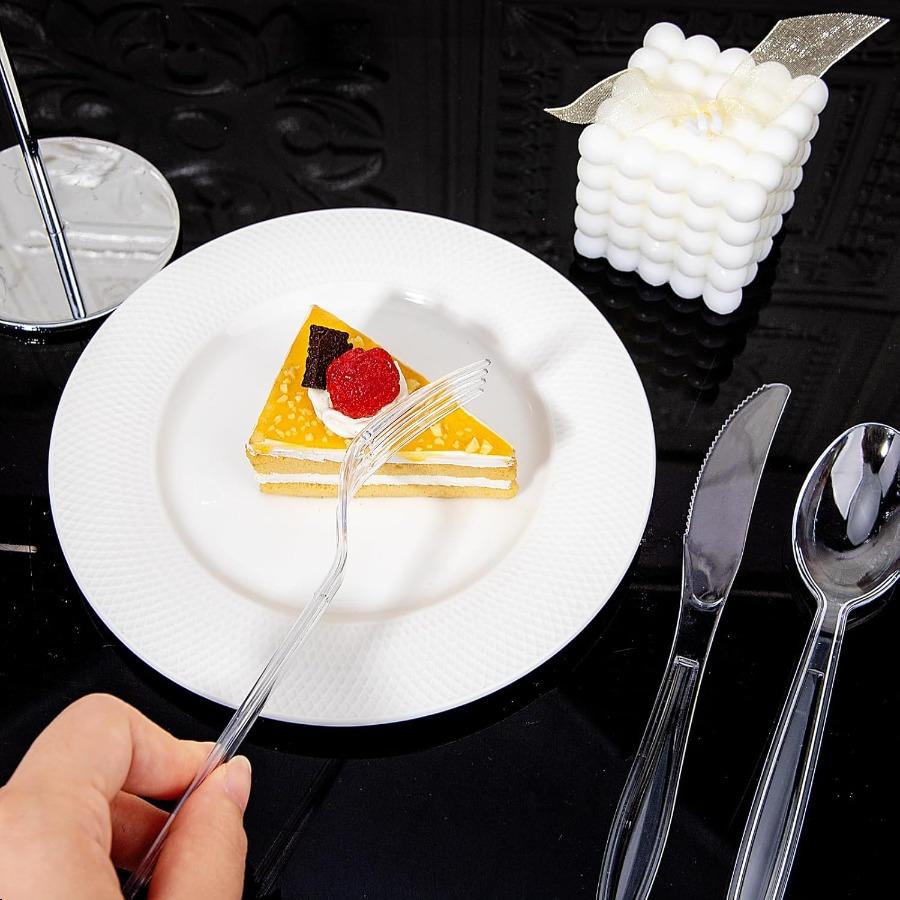 

Liacere 360PCS Heavy Duty Clear Plastic Silverware 150 Forks 150 Spoons 60 Knives BPAFree Heat Resistant Disposable Plastic Ute United States