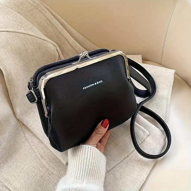 Women's Fashion PU Leather Crossbody Bag, Multi-Layer Shoulder Purse With Adjustable Strap