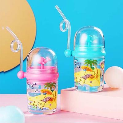 250ml Plastic Whale Kettle Kids Cartoon Water Bottles Straw Cups Baby Feeding Cups Water Spray Cup