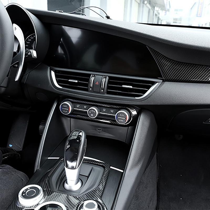 Für Alfa Romeo Giulia Stelvio 2017-2019 Auto Mittelkonsole Klimaanlage Verstellrahmen Zierblende Abdeckung Zubehör,Carbon