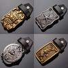 Tiger Head Alloy Western Cowboy Leather Belt with Smooth Buckle