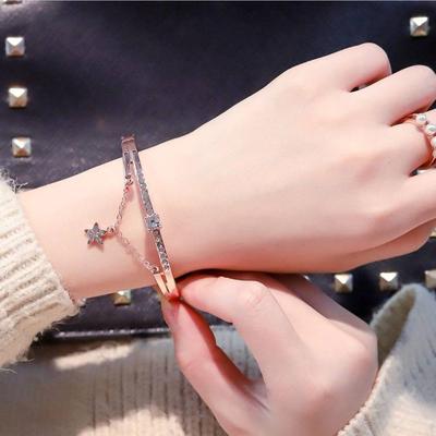 Pentagram Diamond Bracelet Ins Net Red Wild Rose Gold Female Student Star Bracelet Jewelry