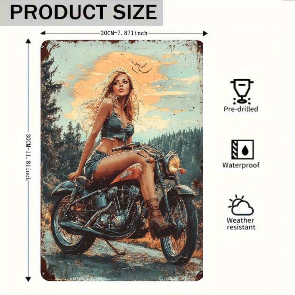 Vintage Motorcycle Metal Tin Sign Retro Biker Garage Wall Decor Industrial Style Art