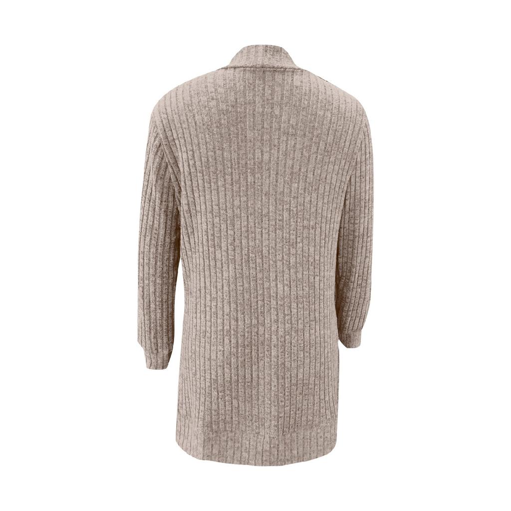 Women Ladies Solid Color Long Sleeve Length Cardigan Sweater Coat Top