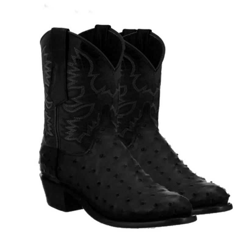 white square toe ostrich boots