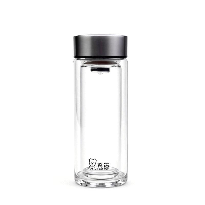 Xinuo Double-Wall Glass Tea Infuser Water Bottle 380ml