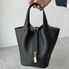 Women's Classic Soft Cowhide Leather Bucket Bag - Versatile Fashion Handbag
