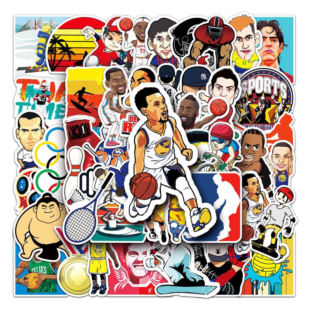 50 Sportstars Cartoon Kreativ Guka Koffer Koffer Auto Laptop Dekoration Aufkleber