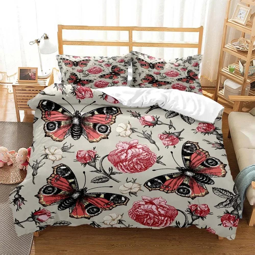 Blumen Digitaldruck Bequeme Bettdecke Bettbezug Kissenbezug Bettwäsche Set Kinderzimmer Dekoration Heimtextilien