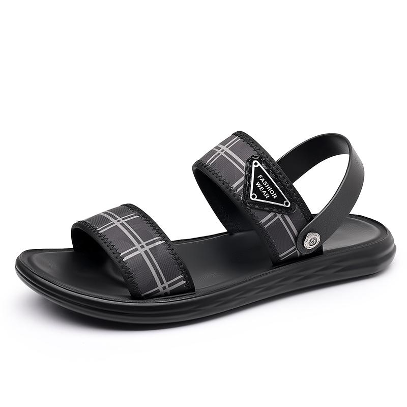 WAERTA Fashion Comfortable Men's Sandals Solid Color Open Toe Mens Leather Sandals 2024 New Slippers Beach Male Leather Footwear