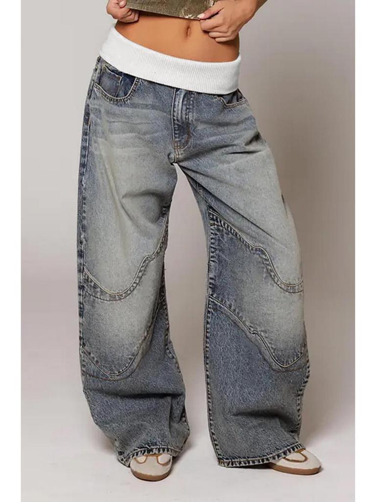 Vintage Faded Denim Loose Straight-Leg Ripped Jeans for Women - European & American Street Retro Style