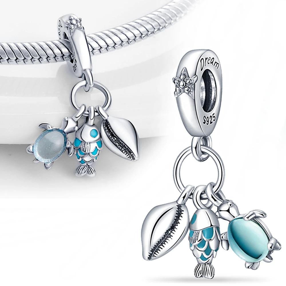 Silver 925 Deep Sea Octopus Firely Shape Charm Bead Fit Original Bracelet Pendant Beads DIY for Women Jewelry Gift