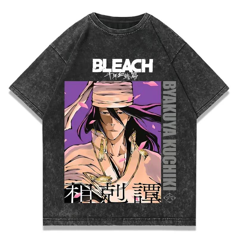 

Kuchiki Byakuya Print T-shirt BLEACH Anime Clothing Men Women Cotton Tshirts Vintage Washed Tee Harajuku Male Oversized T Shirt S чёрный