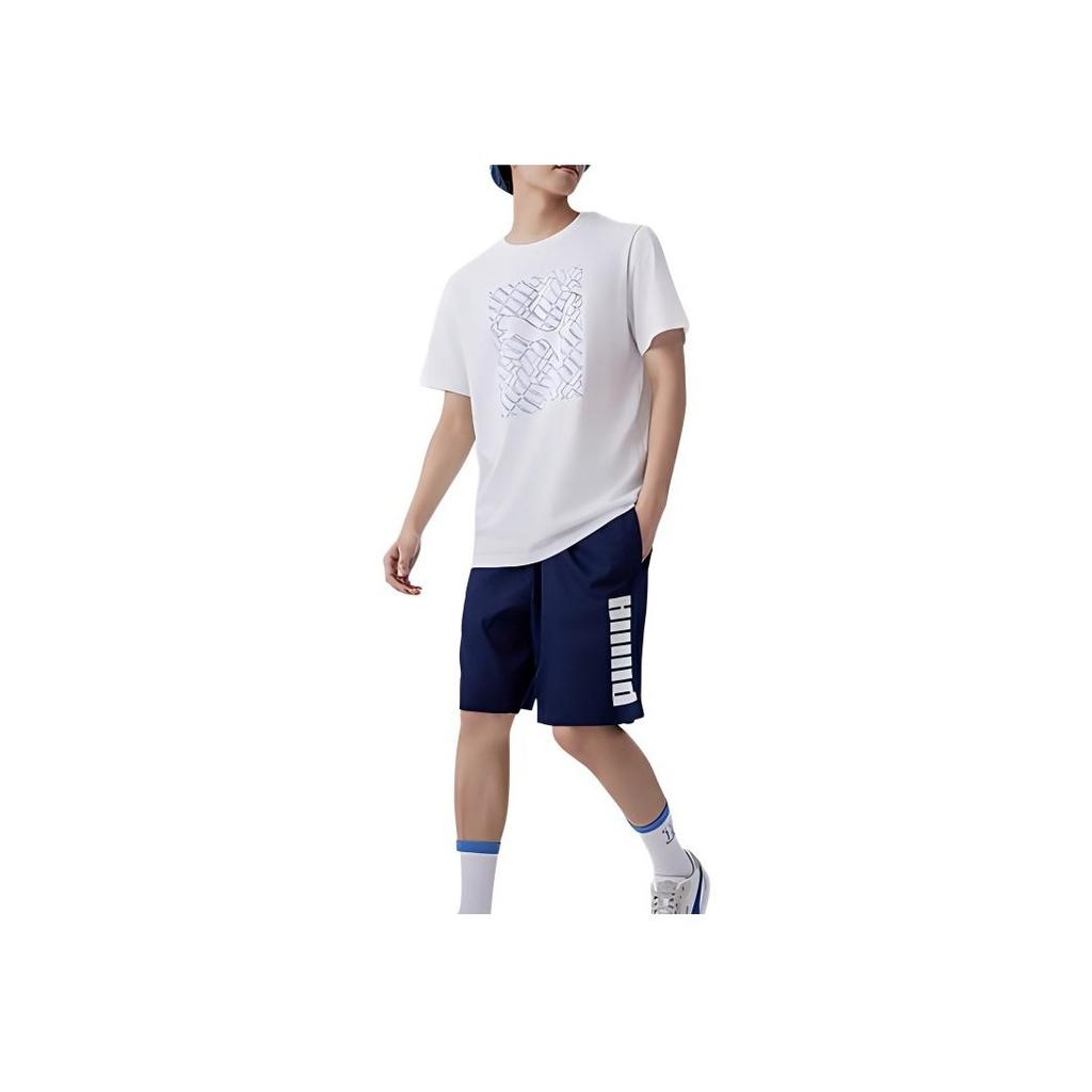 Puma Letter Logo Print Pullover Round Neck Short Sleeve T-Shirt Unisex T-Shirt White 683446-02