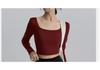 Women's Long Sleeve Yoga Top with Chest Pads - V-Neck, Stylish Back, Breathable, Comfortable, Ideal As Outerwear for Summer Sports.