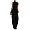 2026 European and American Amazon Cross-border Independent Site Draped Cotton-Linen Shirt Solid Color Fashionable Elegant Sleeveless Long Pants Set