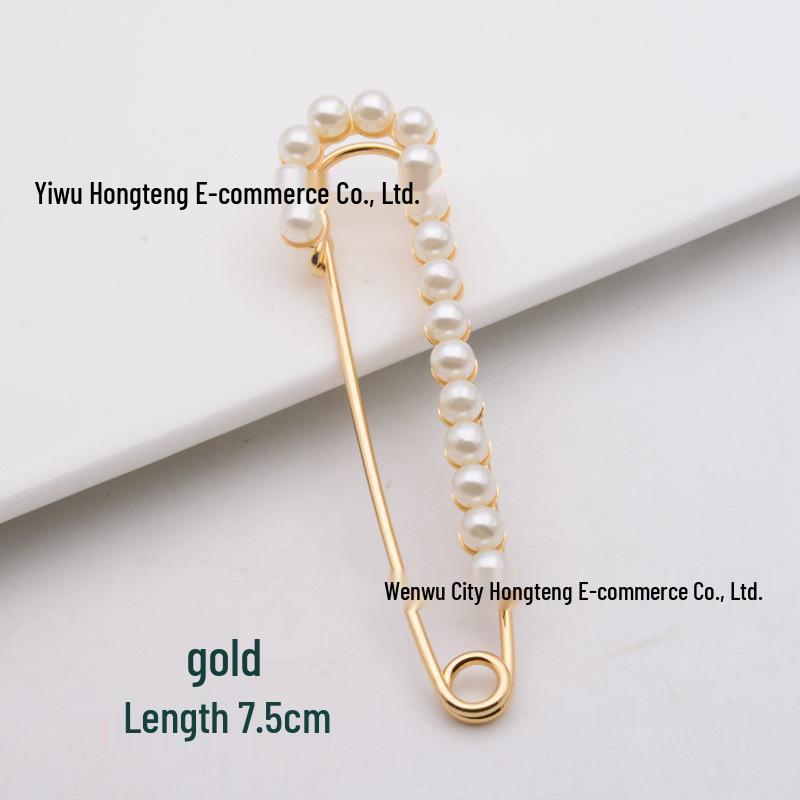 Luxurious Pearl & Rhinestone Alloy Brooch: High-End Fashion Accessory for Sweaters, Scarves, and Waist-Cinching.