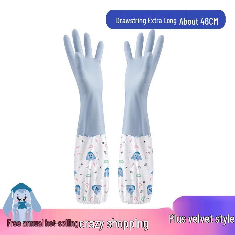 Fleece-Lined Rubber Dishwashing Gloves - Extra Thick, Waterproof, & Warm for Kitchen or Laundry Use
