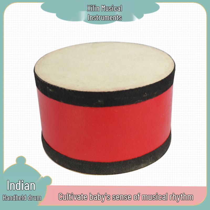 Orff Instrument: Double-Sided Indian Wooden Hand Drum, Available in 6  & 8  Sizes 6 inch