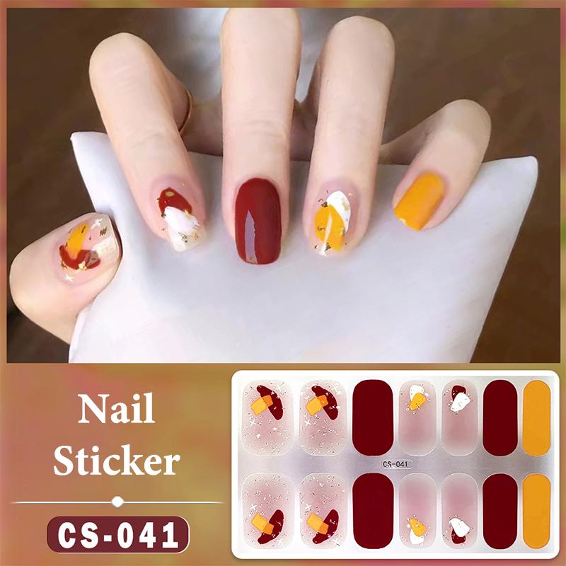 14 Nails Simple Waterproof Nail Wraps Full Cover Nail Stickers Firm And Not Easy To Fall Off Multi Color Nail Art For Women'S D