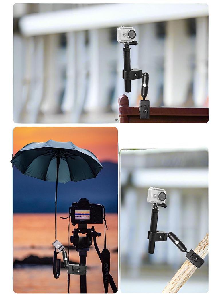 Adjustable Double Head Crab Clamp Mount for Outdoor Action Camera on Motorcycle