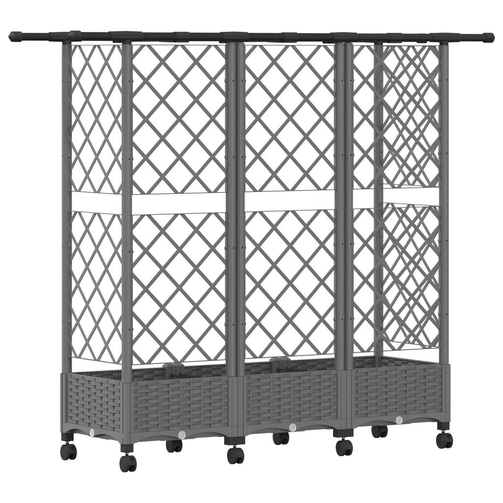 Raised Garden Bed with Trellis and Roof Light Gray 164 x 40 x 127 cm PP