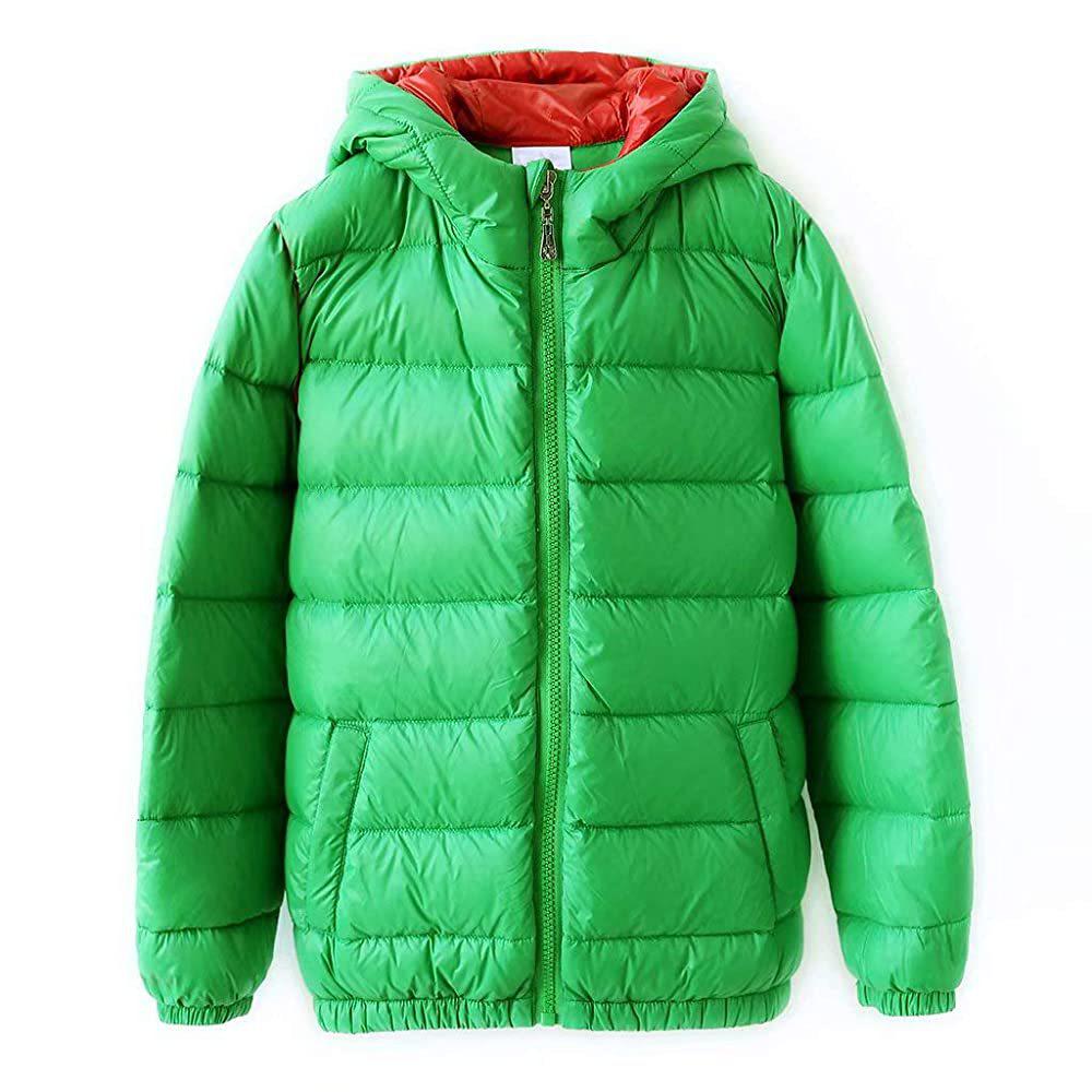 

Легка дитяча куртка з капюшоном на пуху - Однотонне зимове пальто - Розпродаж 120 cm зелений