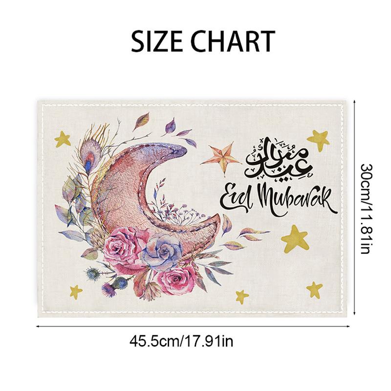1/4pcs Ramadan Kareem Linen Placemat Table Ornaments 2025 Muslim Islamic Party Supplies Eid Mubarak Home Decoration Gift Favors
