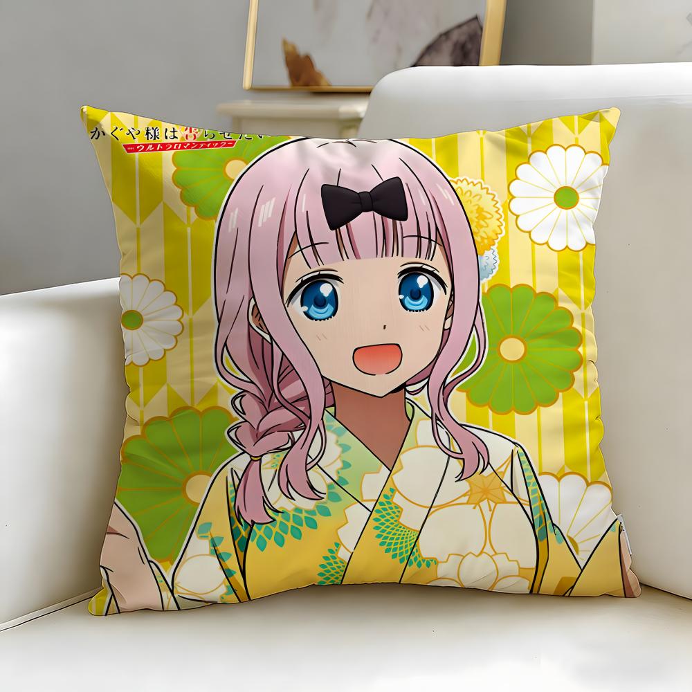 anime Kaguya-sama Love Is War Cushion Cover Soft & Easy-Wash Pillow Case – Versatile for Couch, Bed, Travel and Office